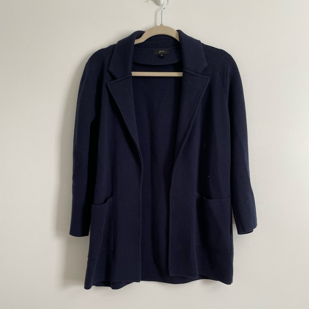 J. Crew navy sweater blazer